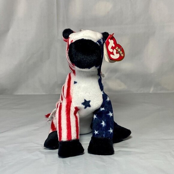Ty Beanie Baby Lefty 2000 Retired P.E. Pellets Donkey White Head Rare VTG EUC - Picture 1 of 12